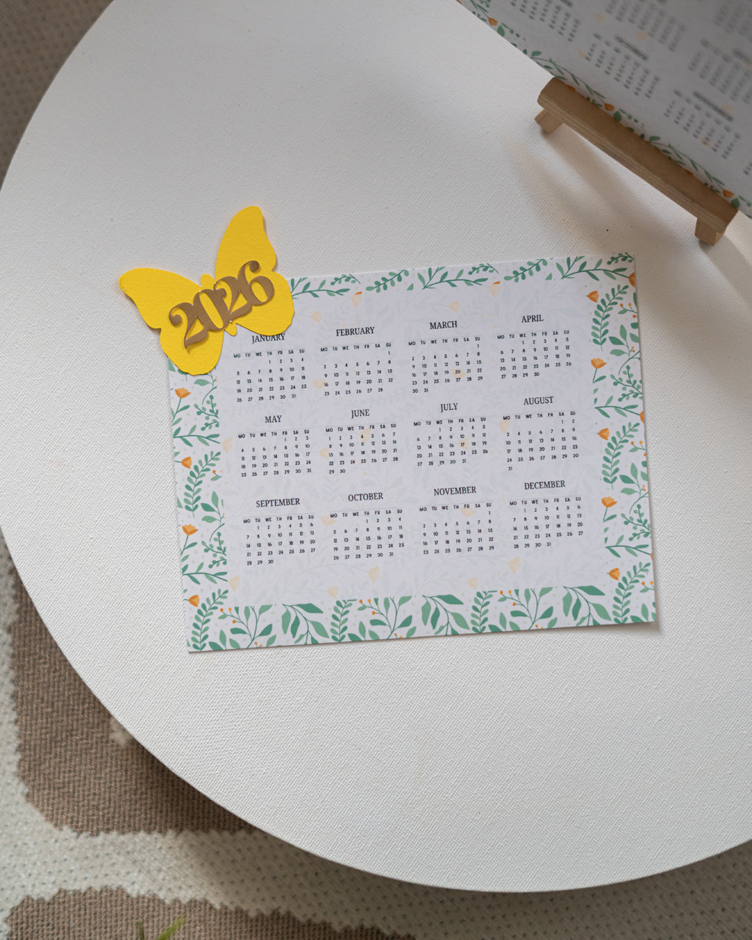 2026 Butterfly Desk Calendar