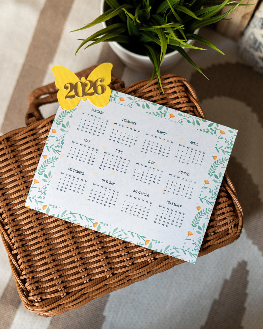 2026 Butterfly Desk Calendar