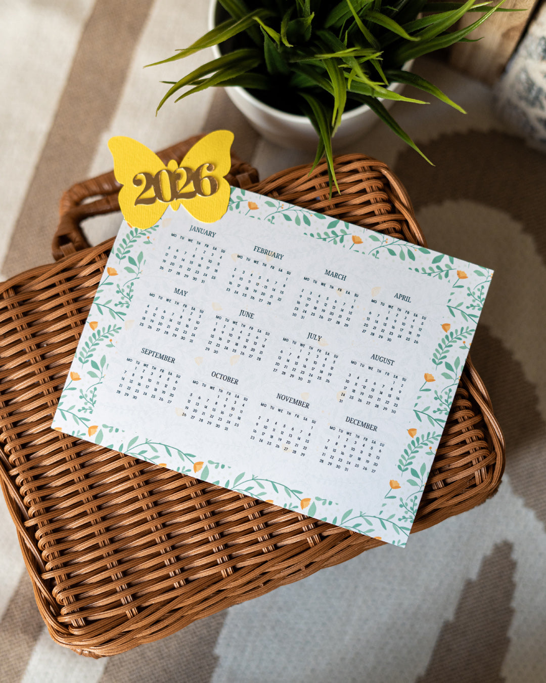 2026 Butterfly Desk Calendar