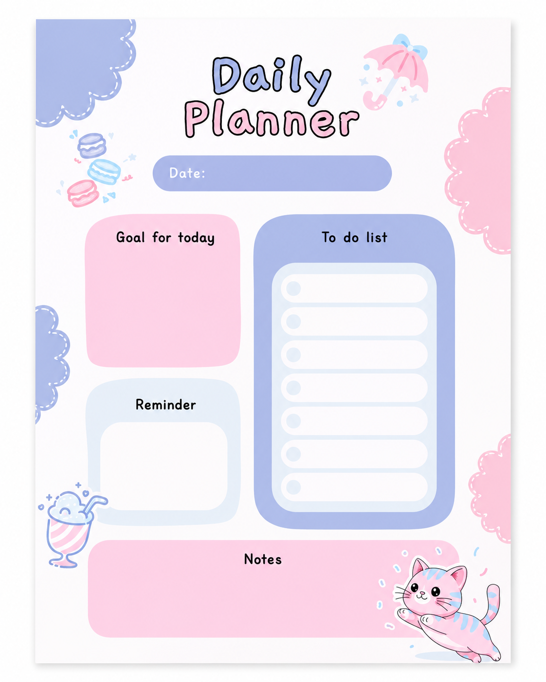 Daily Planner | A5 Gum Bound Planning Pad (30 Pages)