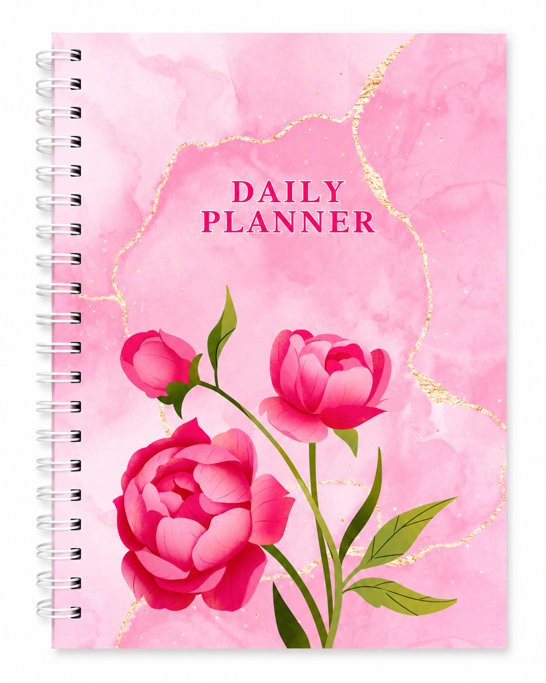 Daily Planner – Pink Rose | A5 Spiral Bound Planner (30 Pages)